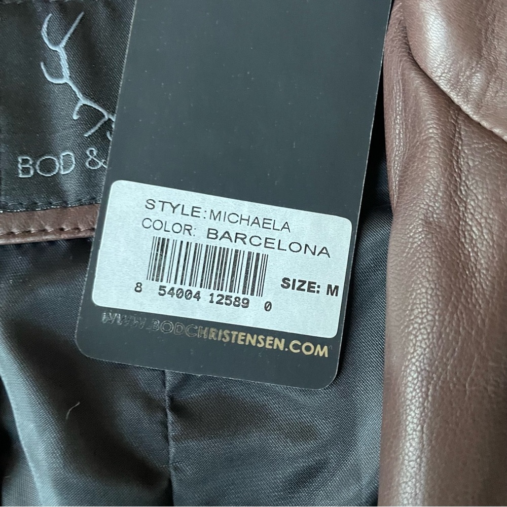 Bod & Christensen Chocolate Brown Leather Blazer size M NWT - Picture 7 of 14